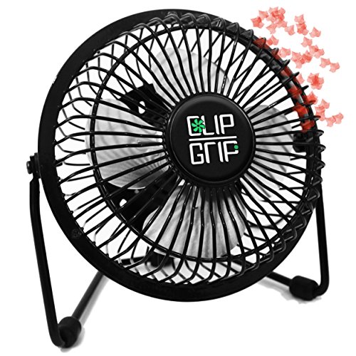 ClipGrip Powerful USB Mini Electrical Metal Desk Fan For Your Home Or Your Office  High-End Designed  Totally Portable & Light-Weight With White Noise Option  Perfect For The Summer 4"  Black - B06WWK5QRG